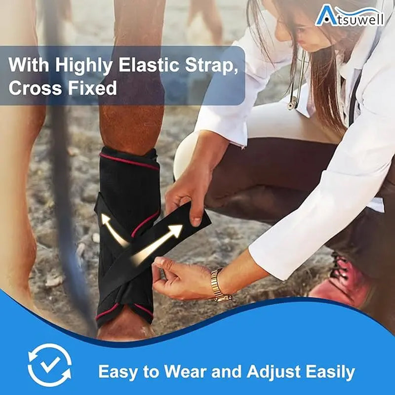 Reusable Horse Ice Packs, Horse Ice Pack Cooling Horse Leg Wraps with Secure Straps for Support, Wearable Horse Leg Ice Boot Gel Cold Compression for Horse Care
