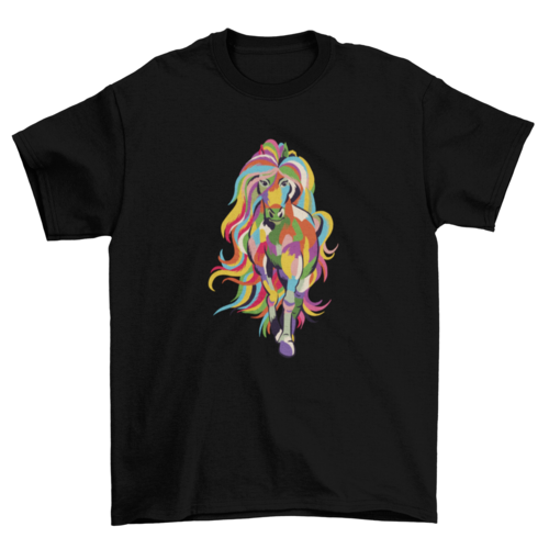 Pferde T-Shirt mit buntem Regenbogen-Mähne – Unisex