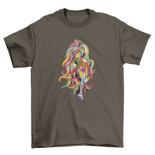 Pferde T-Shirt mit buntem Regenbogen-Mähne – Unisex