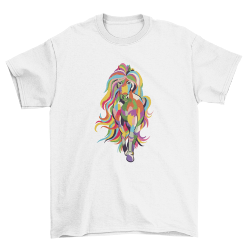 Pferde T-Shirt mit buntem Regenbogen-Mähne – Unisex