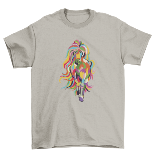 Pferde T-Shirt mit buntem Regenbogen-Mähne – Unisex