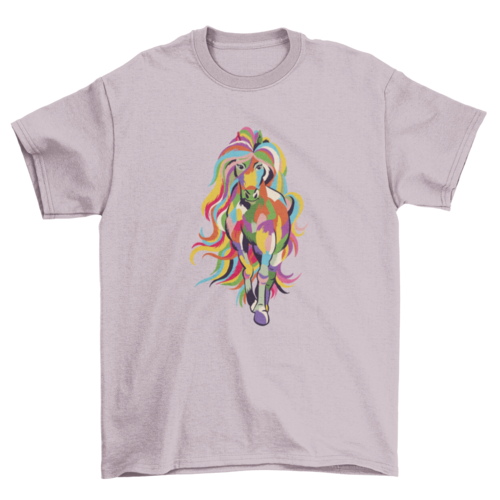 Pferde T-Shirt mit buntem Regenbogen-Mähne – Unisex