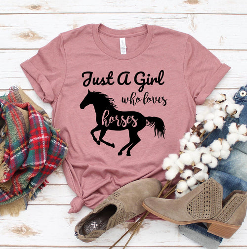 Just A Girl Who Loves Horses – Damen T-Shirt für Pferdemädchen