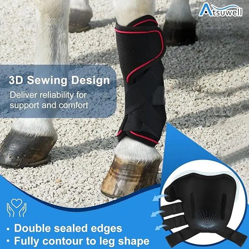 Reusable Horse Ice Packs, Horse Ice Pack Cooling Horse Leg Wraps with Secure Straps for Support, Wearable Horse Leg Ice Boot Gel Cold Compression for Horse Care