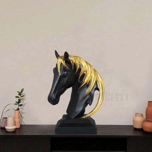 Pferde-Deko Figur für Zuhause   Gold & Schwarz